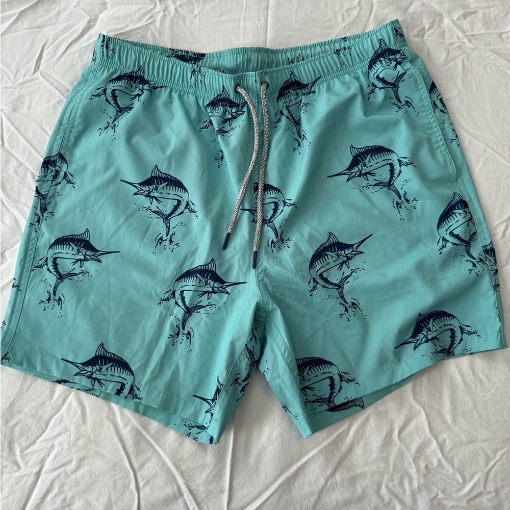 RAINFOREST Teal Swim Trunks with Marlin Design